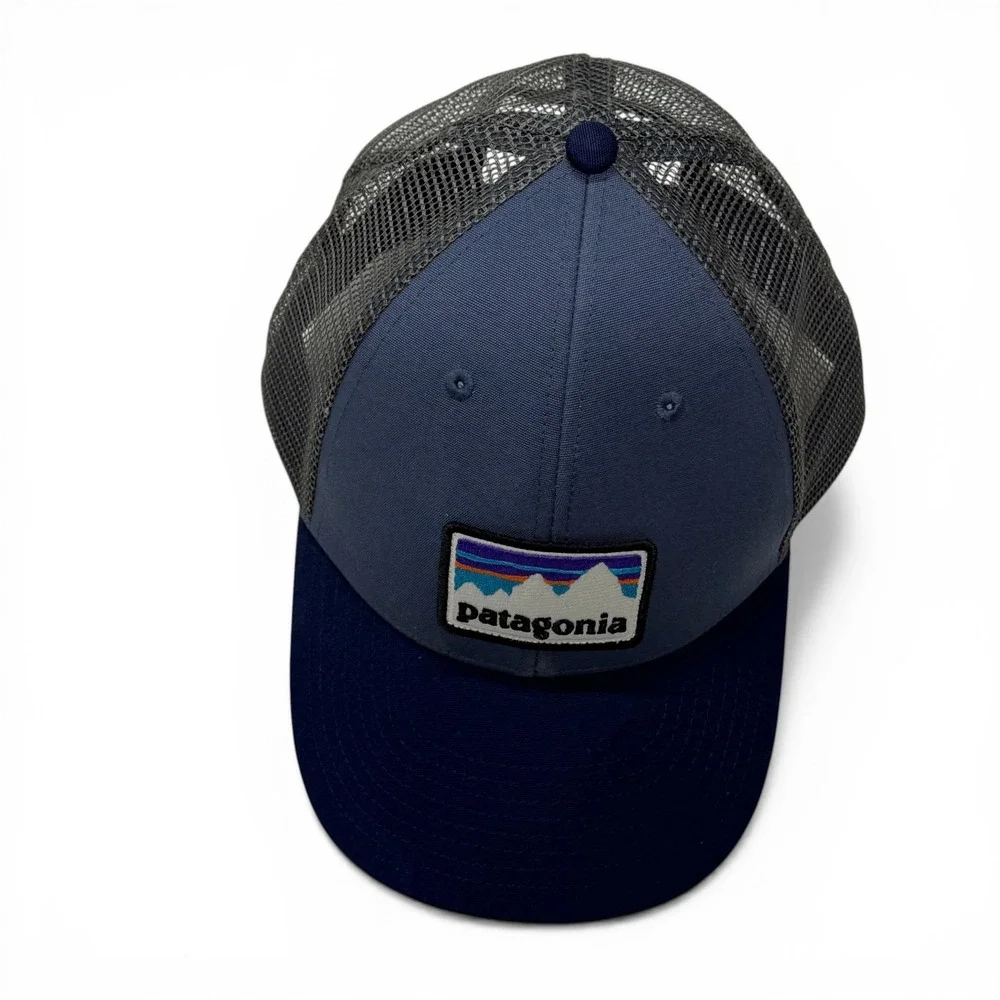 Patagonia P-6 Logo LoPro Trucker Hat Mens Dolomite Blue Mesh Snapback 38182 SP19